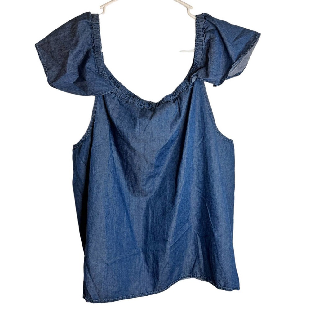 J Crew‎ Womens Blouse Chambray Faux Denim Size XL 100% Cotton